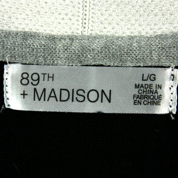 89th & Madison Cropped Rhinestone Sweater Cardigan Black White L Preppy - Picture 3 of 5